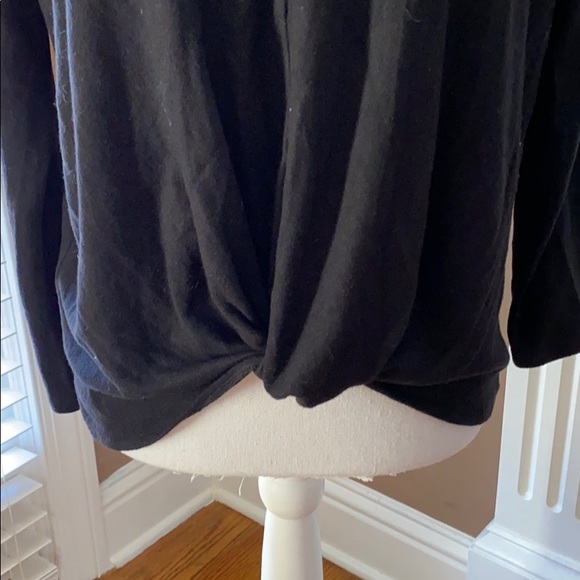 NWT black Loft long sleeve top w/gathered front XS - Picture 2 of 8